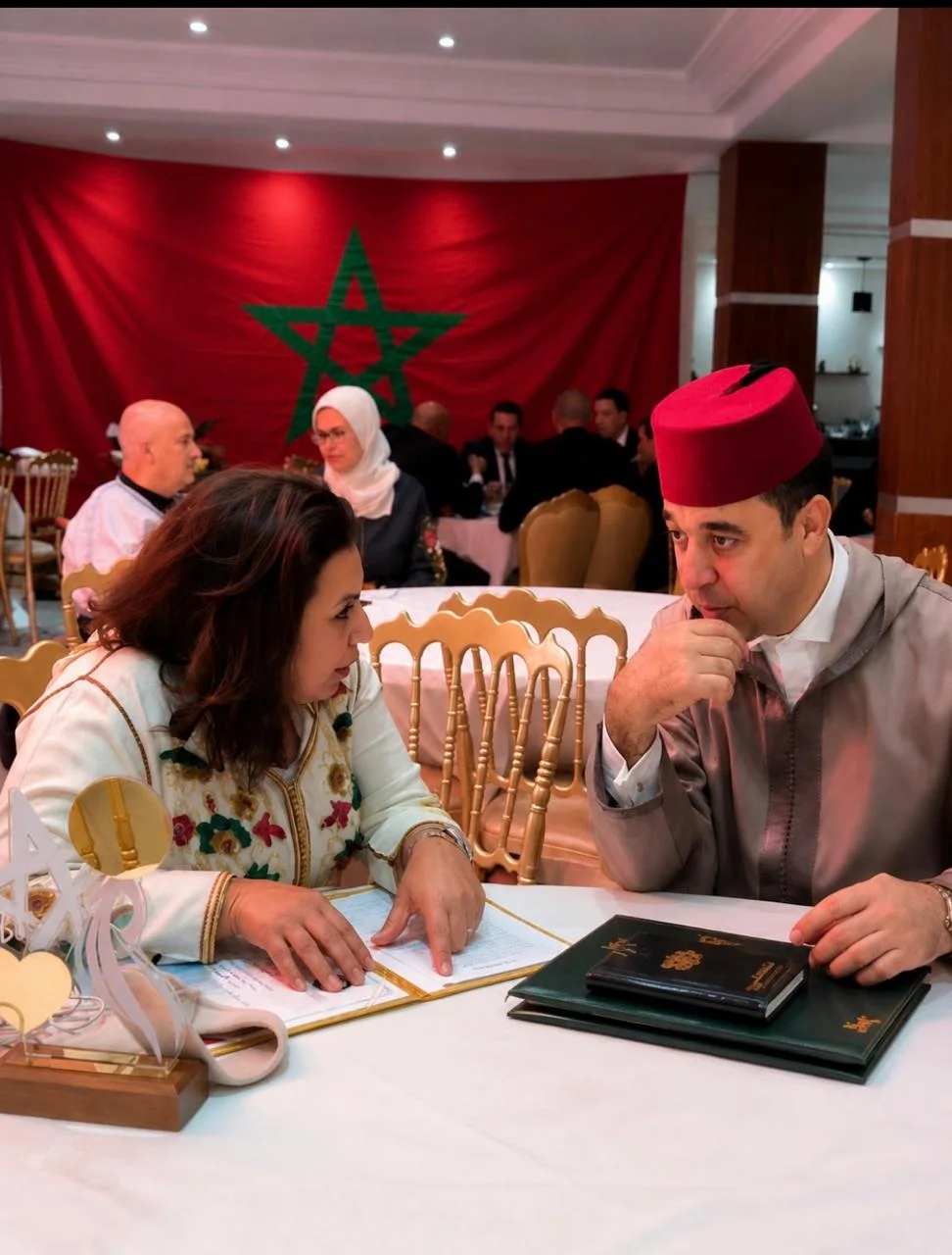 رئيسة الرابطة الأستاذة كريمة أحمد حليم رفقة الدكتور رضوان القاديري رئيس جامعة الكفاءات المغربية بالخارج